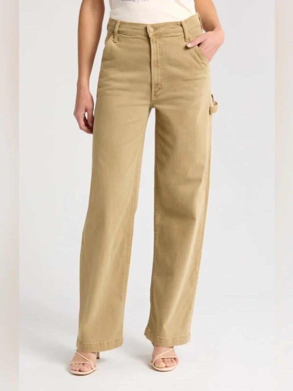 NWTs MOTHER stud finder sneak jeans in prairie sand Sz 26